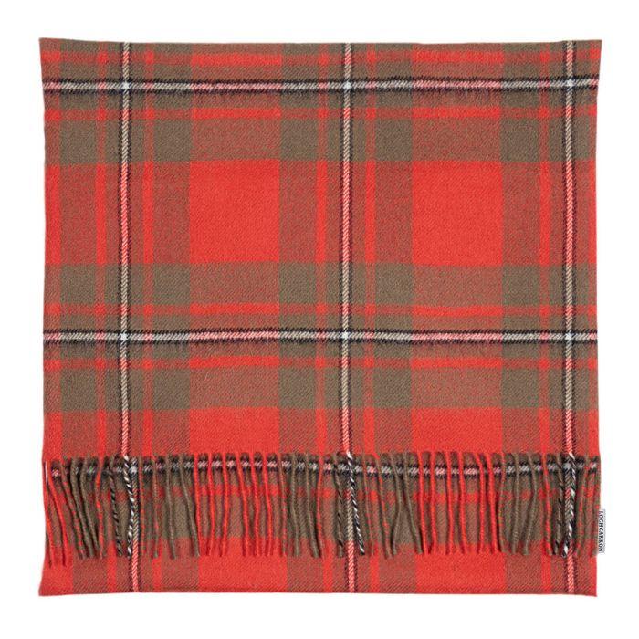 lochcarron of scotland Borders MacGregor Weathered Tartan Lambswool Large Fringed Cushion Cover