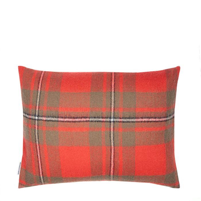 Lochcarron Of Scotland Borders MacGregor Weathered Tartan Lambswool Small Fringed Cushion Cover