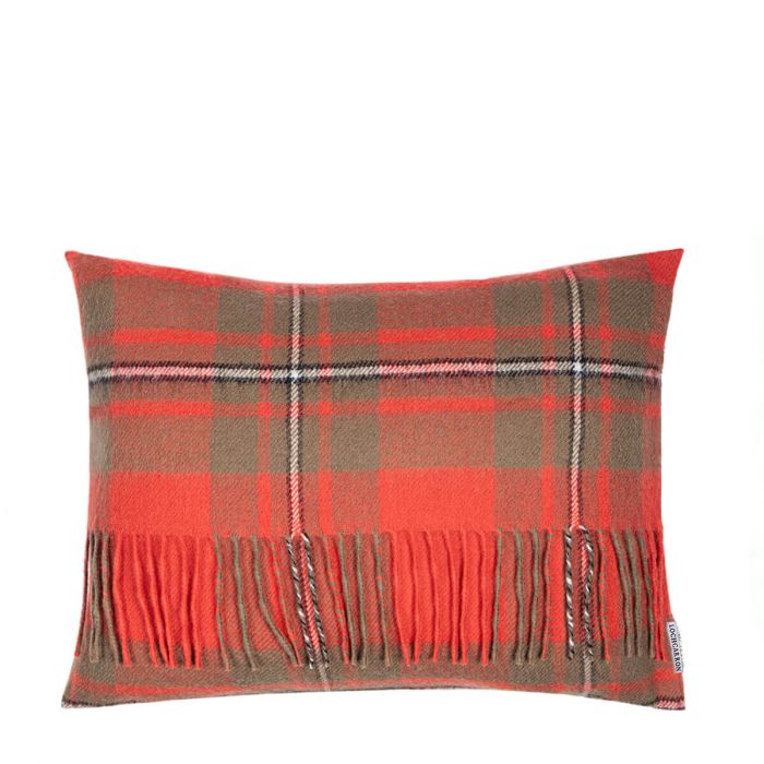 Lochcarron Of Scotland Borders MacGregor Weathered Tartan Lambswool Small Fringed Cushion Cover