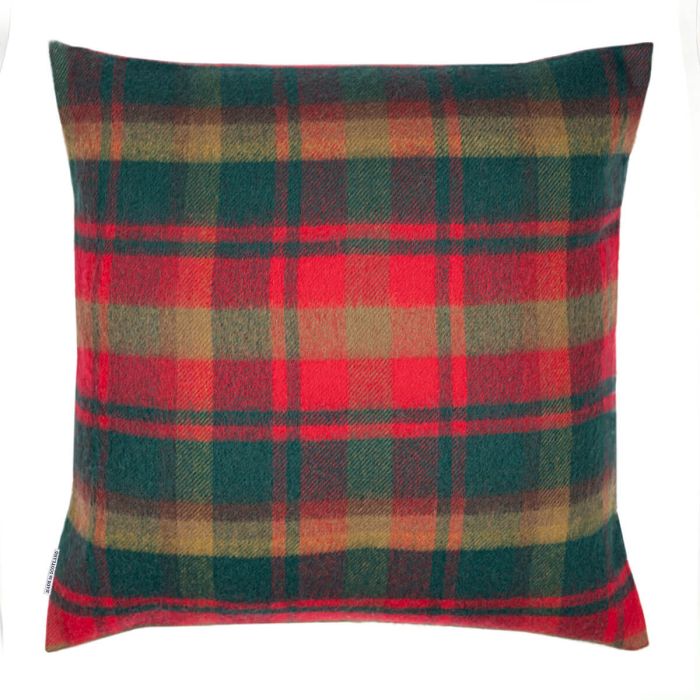 Lochcarron Of Scotland Borders Maple Leaf Canadian Tartan Lambswool Large Fringed Cushion Cover