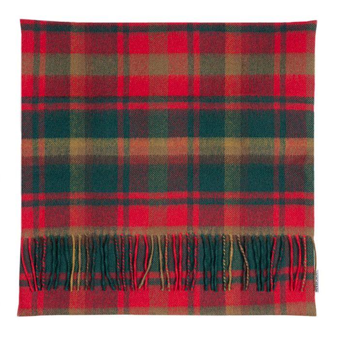 lochcarron of scotland Borders Maple Leaf Canadian Tartan Lambswool Large Fringed Cushion Cover