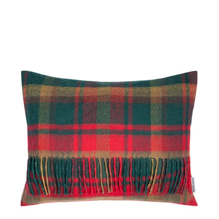 Lochcarron Of Scotland Borders Maple Leaf Canadian Tartan Lambswool Small Fringed Cushion Cover
