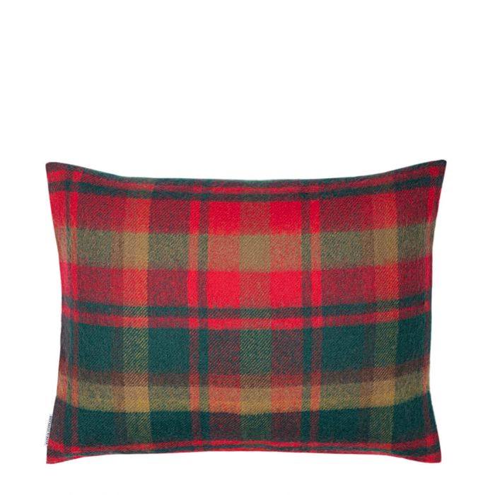 Lochcarron Of Scotland Borders Maple Leaf Canadian Tartan Lambswool Small Fringed Cushion Cover