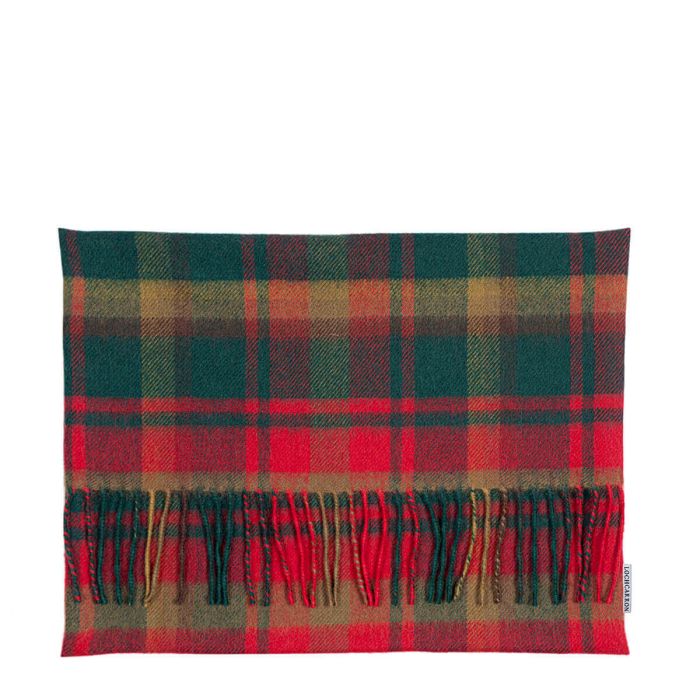 lochcarron of scotland Borders Maple Leaf Canadian Tartan Lambswool Small Fringed Cushion Cover