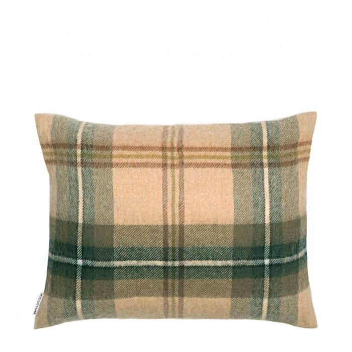 Lochcarron Of Scotland Borders Saskatchewan Weathered Canadian Tartan Lambswool Small Fringed Cushion Cover