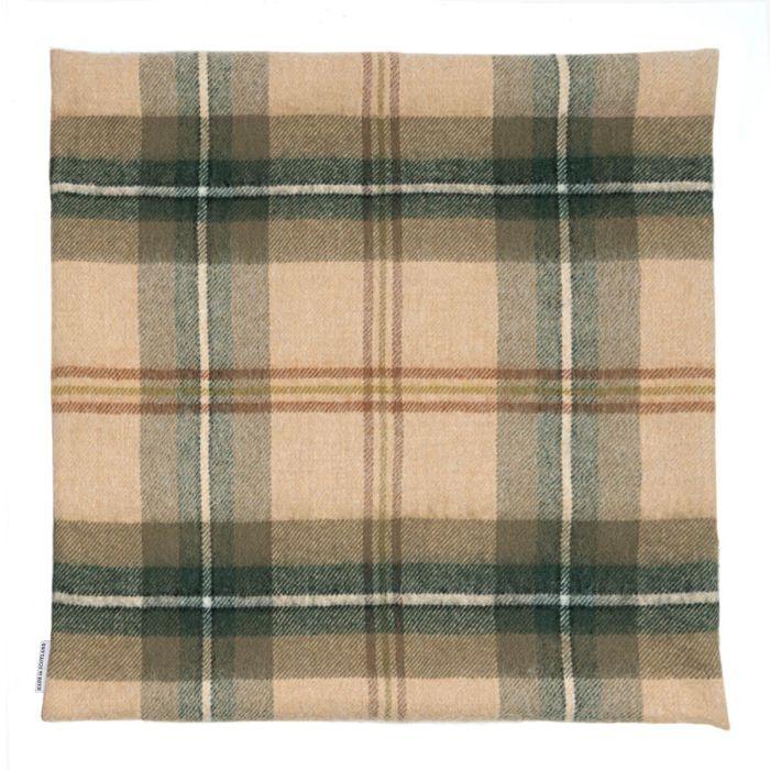 Lochcarron Of Scotland Borders Saskatchewan Weathered Canadian Tartan Lambswool Large Fringed Cushion Cover