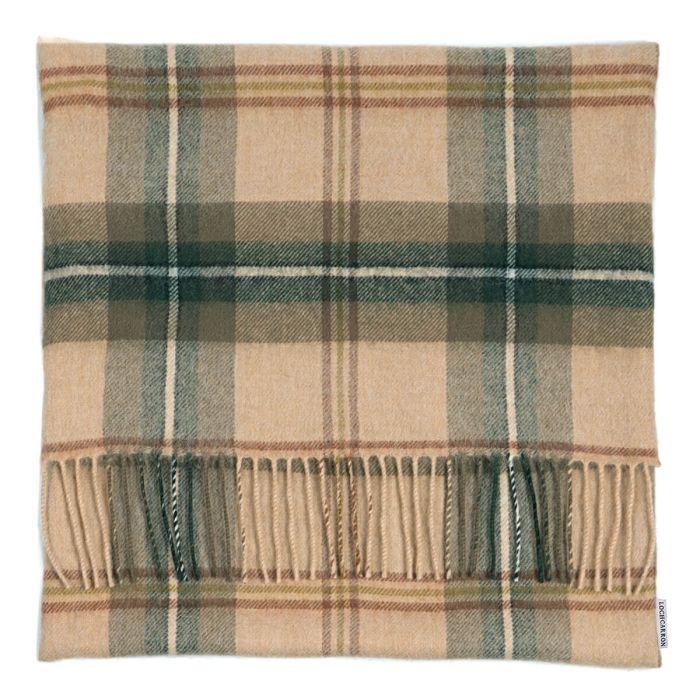 lochcarron of scotland Borders Saskatchewan Weathered Canadian Tartan Lambswool Large Fringed Cushion Cover