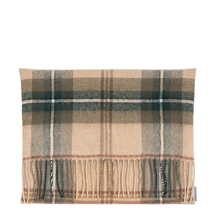lochcarron of scotland Borders Saskatchewan Weathered Canadian Tartan Lambswool Small Fringed Cushion Cover