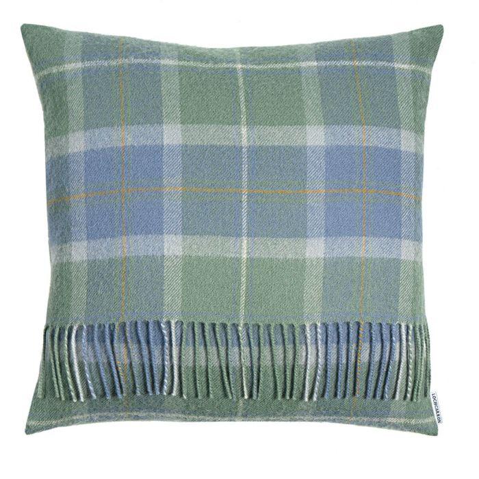 Lochcarron Of Scotland Borders Scottish Borderland Weathered Tartan Lambswool Large Fringed Cushion Cover