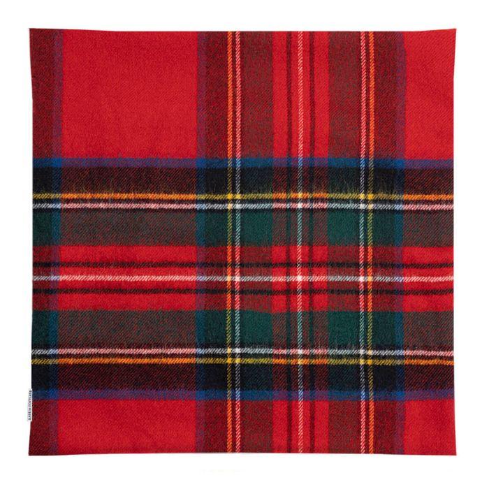 Lochcarron Of Scotland Borders Stewart Royal Modern Tartan Lambswool Large Fringed Cushion Cover