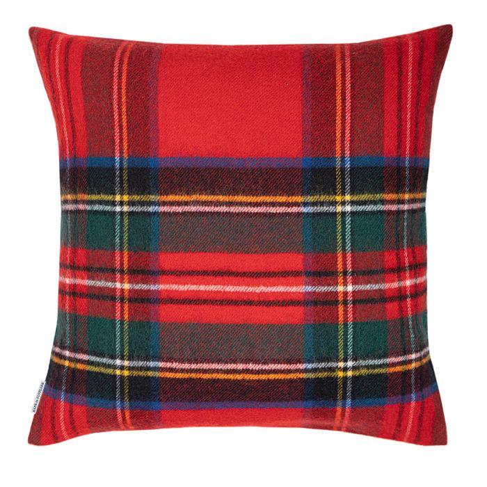 Lochcarron Of Scotland Borders Stewart Royal Modern Tartan Lambswool Large Fringed Cushion Cover