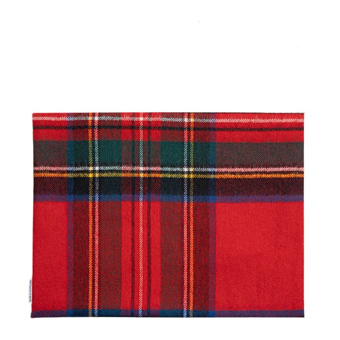 Lochcarron Of Scotland Borders Stewart Royal Modern Tartan Lambswool Small Fringed Cushion Cover