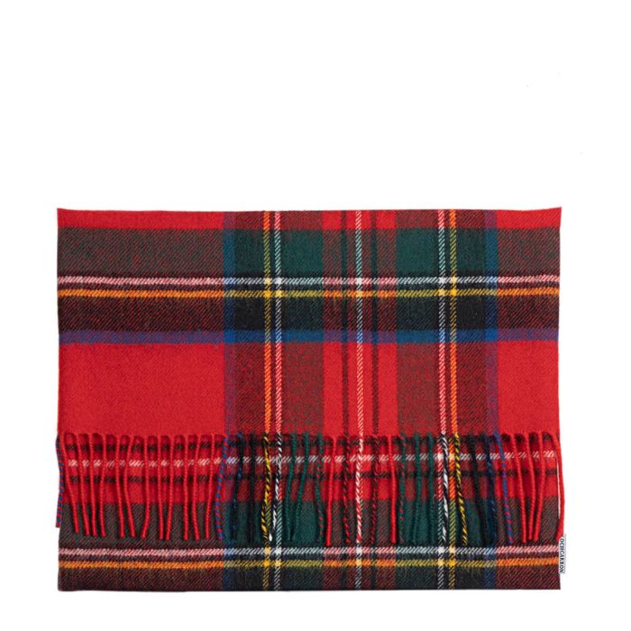 lochcarron of scotland Borders Stewart Royal Modern Tartan Lambswool Small Fringed Cushion Cover