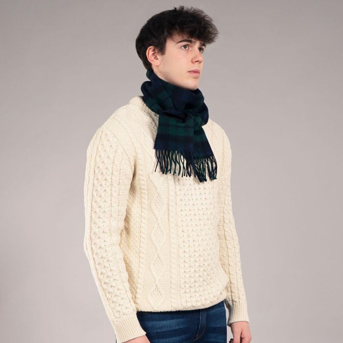 Lochcarron Of Scotland Bowhill Black Watch Modern Tartan Lambswool Scarf