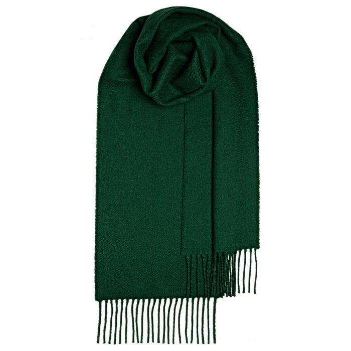 lochcarron of scotland Bowhill Bottle Green Plain Coloured Lambswool Scarf lochcarron of scotland Bowhill Bottle Green Plain Coloured Lambswool Scarf