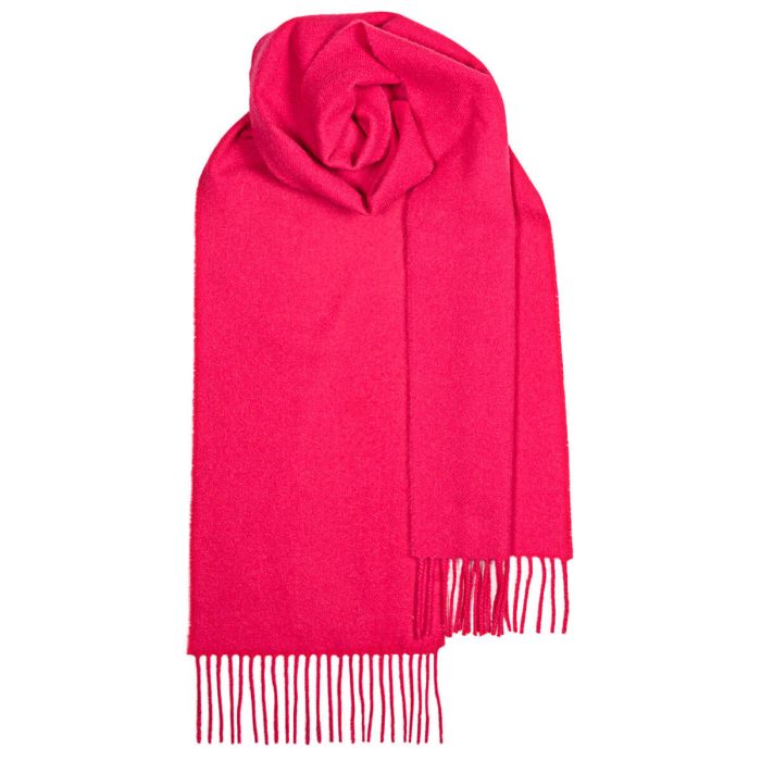 lochcarron of scotland Bowhill Bright Pink Plain Coloured Lambswool Scarf lochcarron of scotland Bowhill Bright Pink Plain Coloured Lambswool Scarf