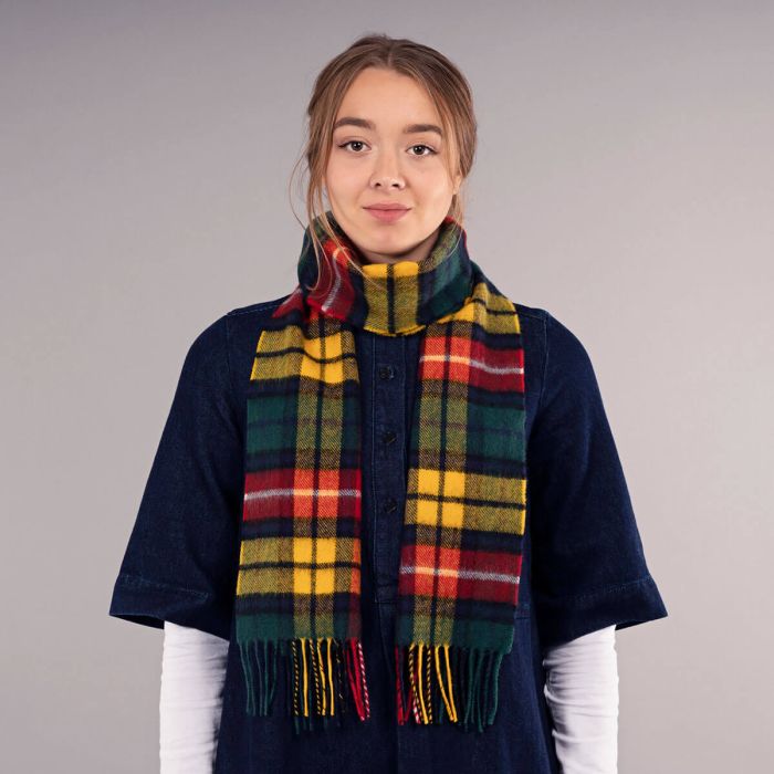 Lochcarron Of Scotland Bowhill Buchanan Modern Tartan Lambswool Scarf