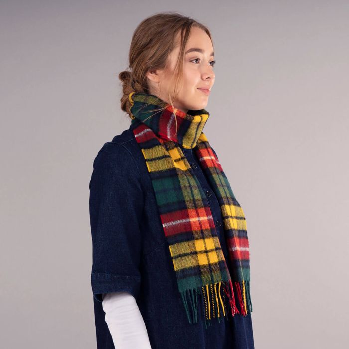 Lochcarron Of Scotland Bowhill Buchanan Modern Tartan Lambswool Scarf