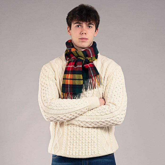 Lochcarron Of Scotland Bowhill Buchanan Modern Tartan Lambswool Scarf