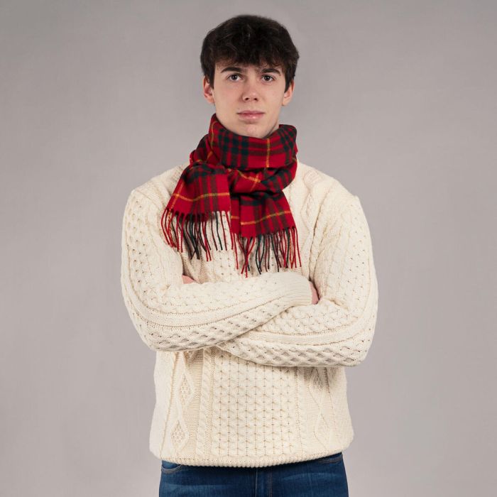 Lochcarron Of Scotland Bowhill Cameron Modern Tartan Lambswool Scarf