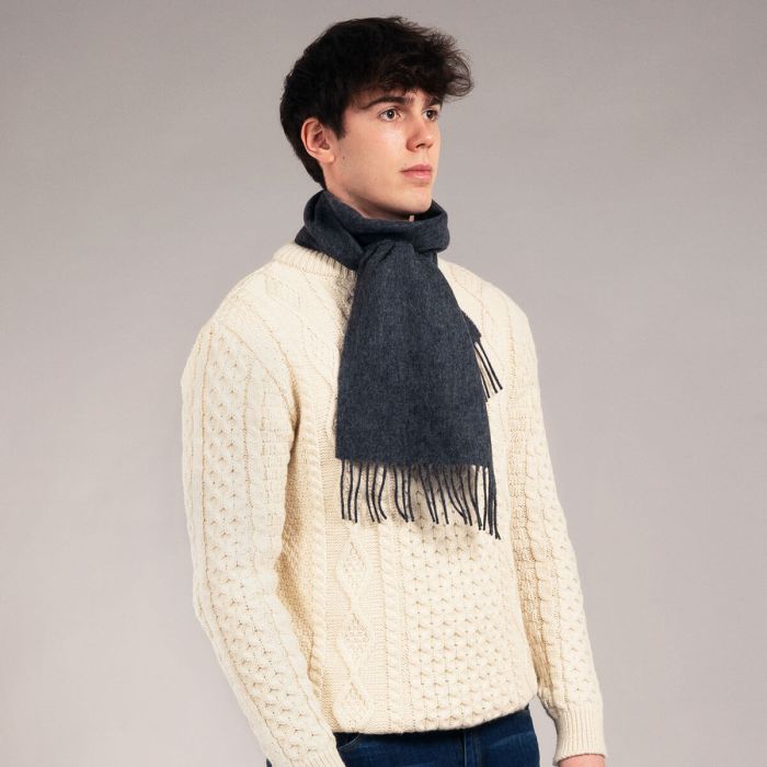 Lochcarron Of Scotland Bowhill Charcoal Plain Coloured Lambswool Scarf