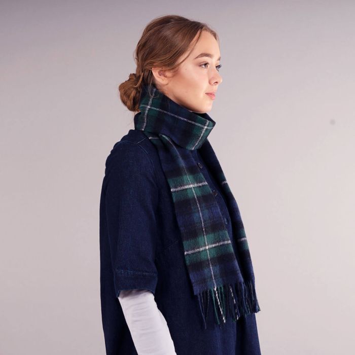 Lochcarron Of Scotland Bowhill Forbes Modern Tartan Lambswool Scarf