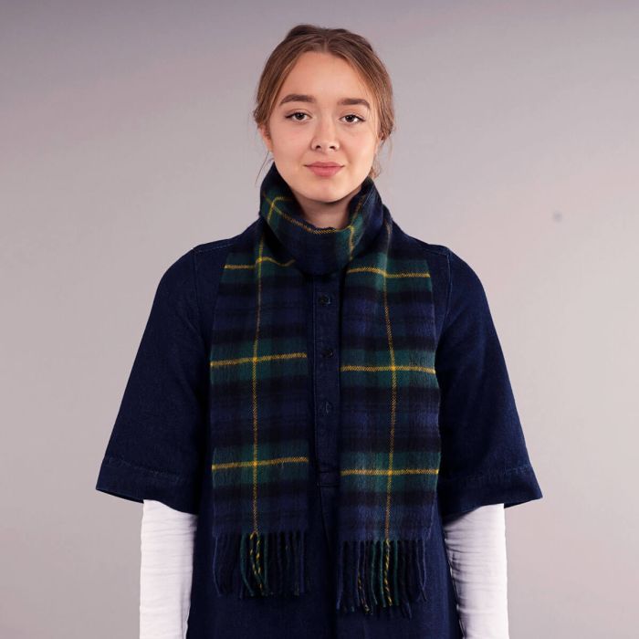 Lochcarron Of Scotland Bowhill Gordon Modern Tartan Lambswool Scarf