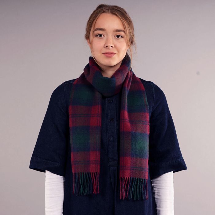 Lochcarron Of Scotland Bowhill Lindsay Modern Tartan Lambswool Scarf