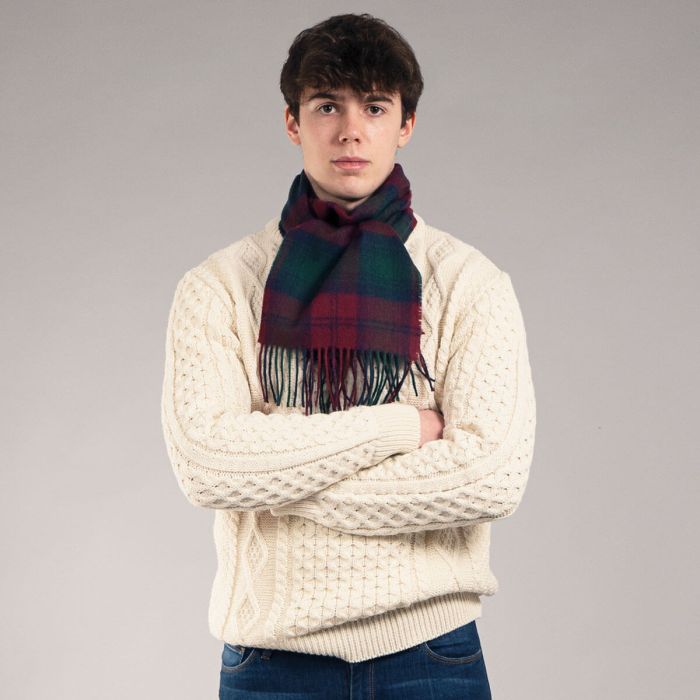 Lochcarron Of Scotland Bowhill Lindsay Modern Tartan Lambswool Scarf