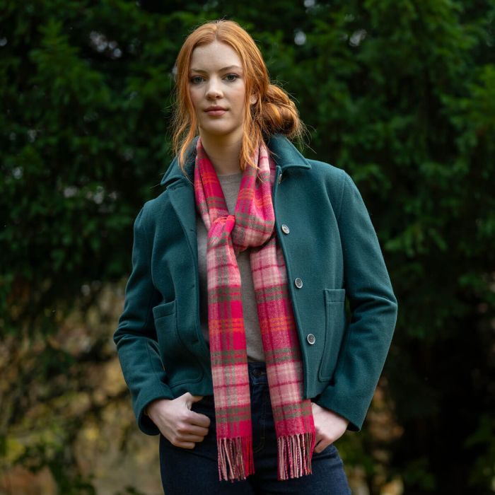 Lochcarron Of Scotland Bowhill Lochcarron Hunting Rose Tartan Lambswool Scarf