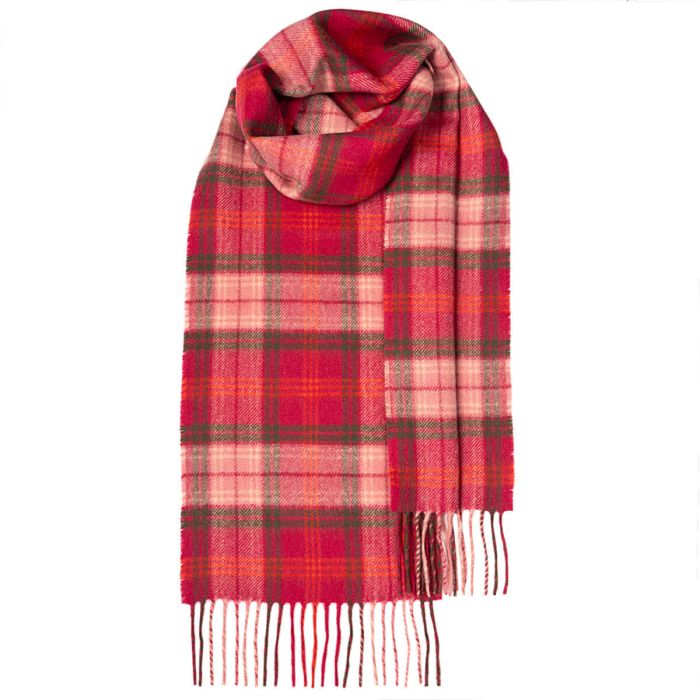 lochcarron of scotland Bowhill Lochcarron Hunting Rose Tartan Lambswool Scarf