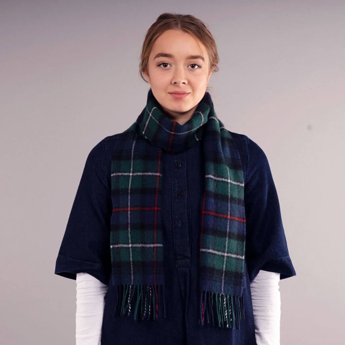 Lochcarron Of Scotland Bowhill MacKenzie Modern Tartan Lambswool Scarf