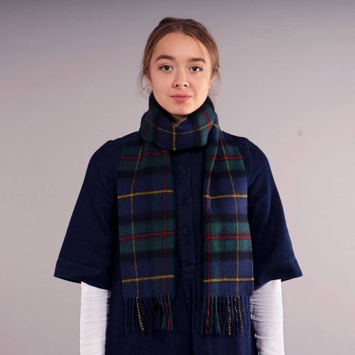 Lochcarron Of Scotland Bowhill MacLeod Of Harris Modern Tartan Lambswool Scarf