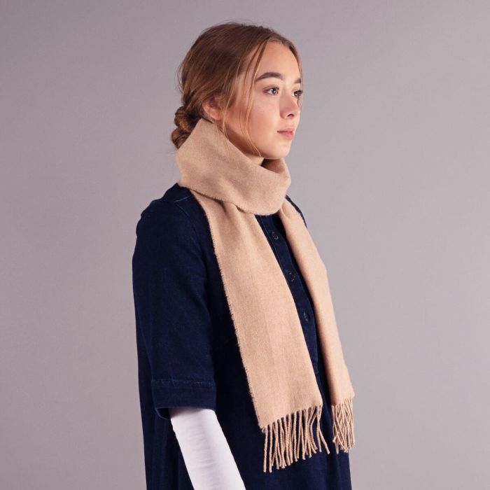 Lochcarron Of Scotland Bowhill Malt Plain Coloured Lambswool Scarf