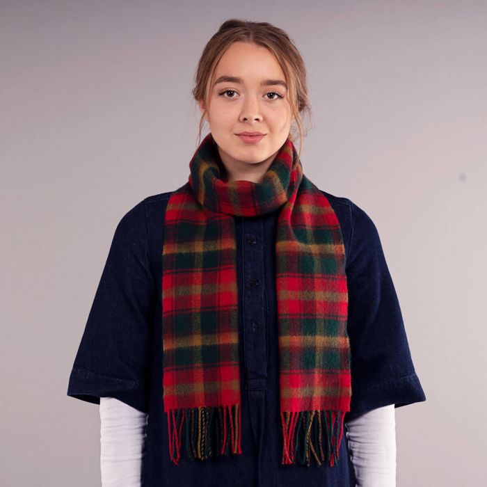 Lochcarron Of Scotland Bowhill Maple Leaf Canadian Tartan Lambswool Scarf