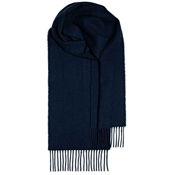 lochcarron of scotland Bowhill Navy Plain Coloured Lambswool Scarf
