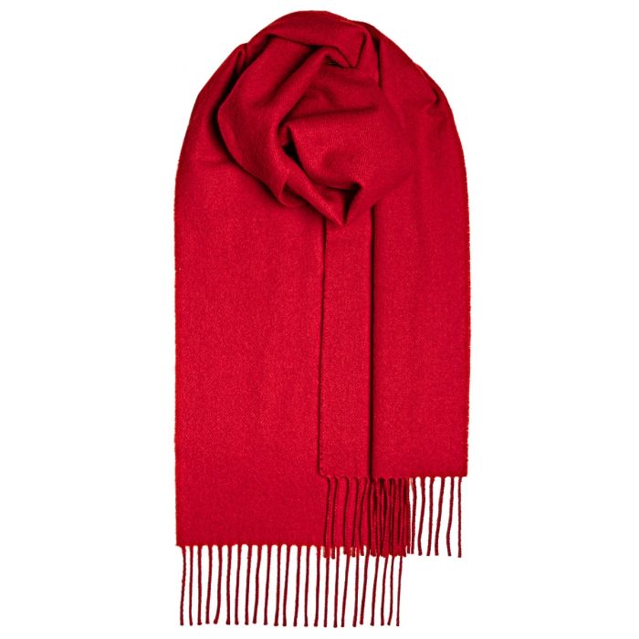 lochcarron of scotland Bowhill Red Plain Coloured Lambswool Scarf