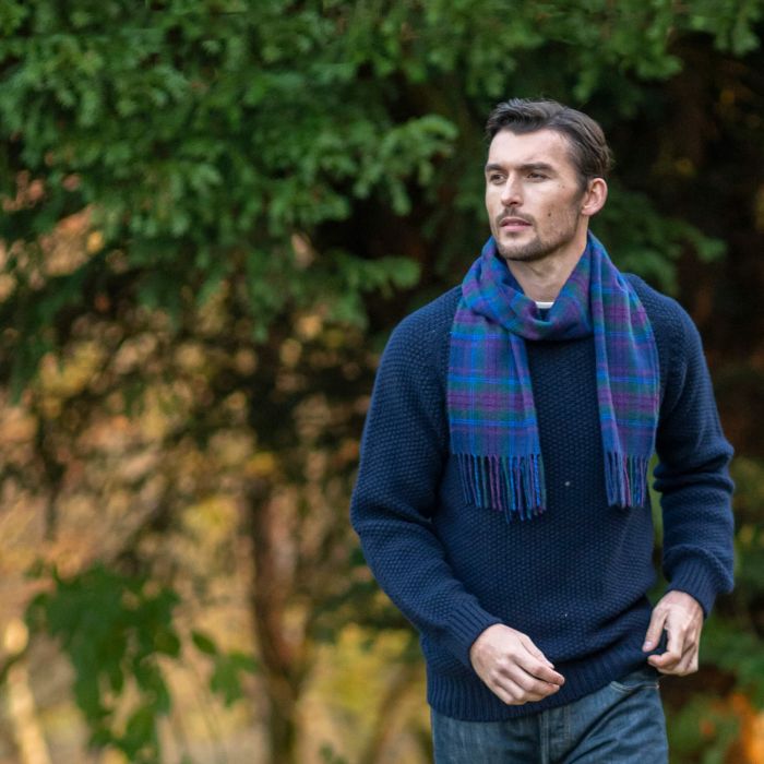 Lochcarron Of Scotland Bowhill Spirit Of Scotland Modern Tartan Lambswool Scarf