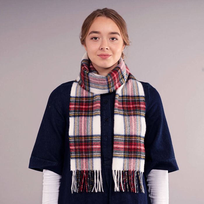 Lochcarron Of Scotland Bowhill Stewart Dress Modern Tartan Lambswool Scarf