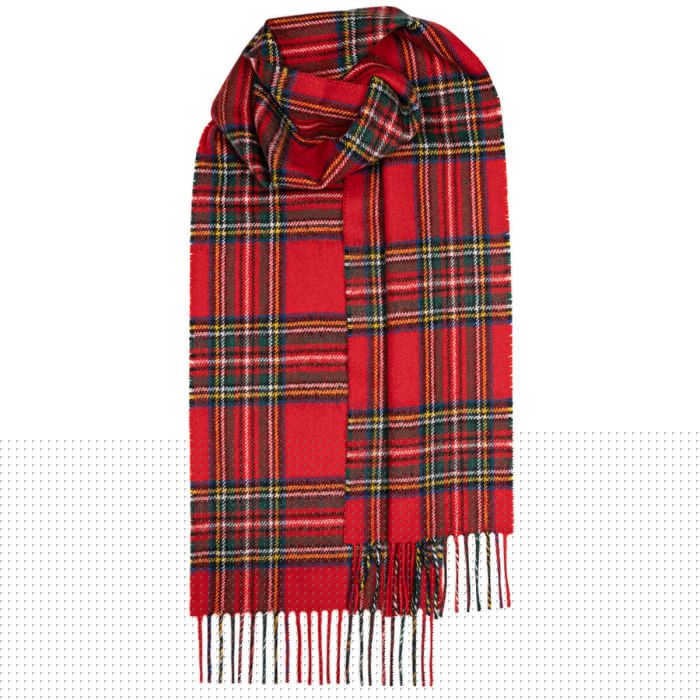 lochcarron of scotland Bowhill Stewart Royal Modern Tartan Lambswool Scarf