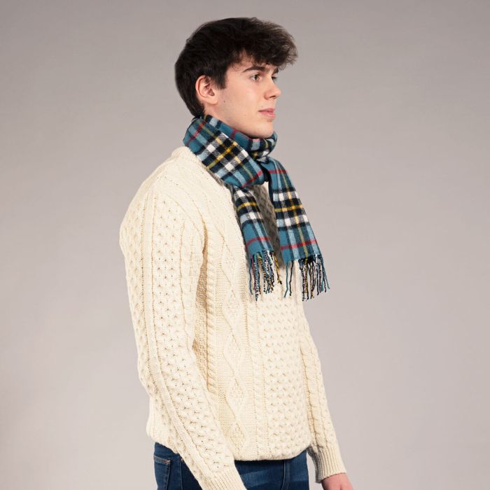 Lochcarron Of Scotland Bowhill Thomson Blue Tartan Lambswool Scarf