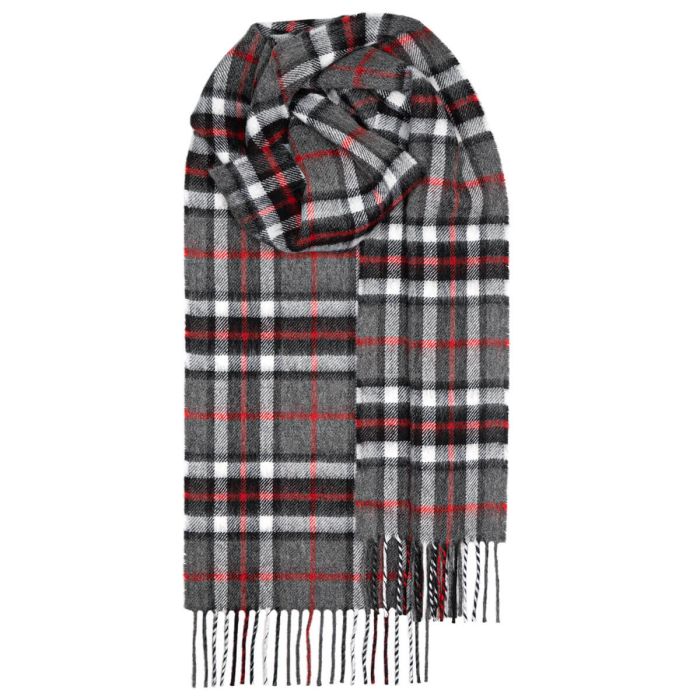 lochcarron of scotland Bowhill Thomson Grey Tartan Lambswool Scarf