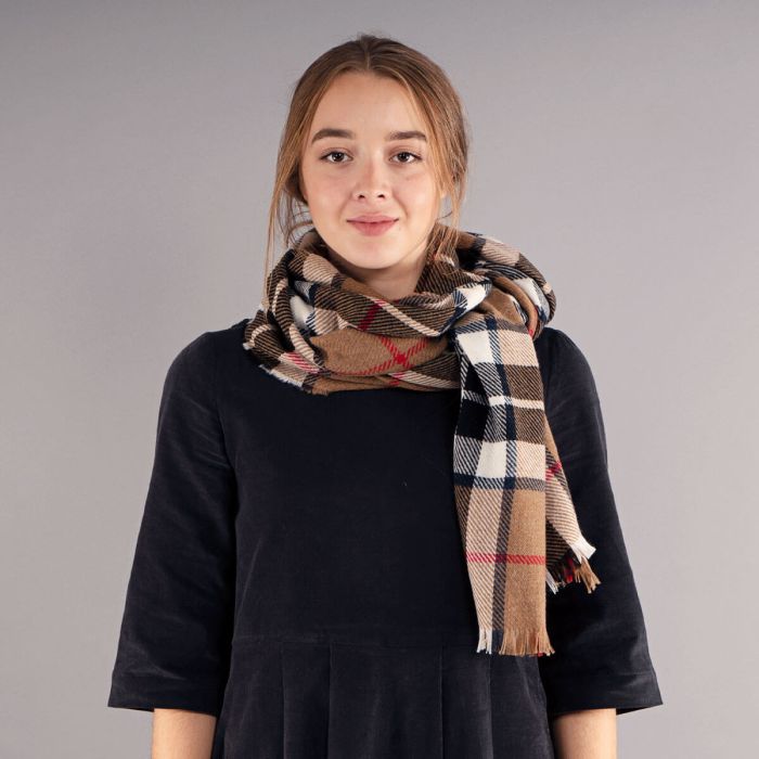 Lochcarron Of Scotland Brock Thomson Camel Modern Luxury Fine Wool Stole