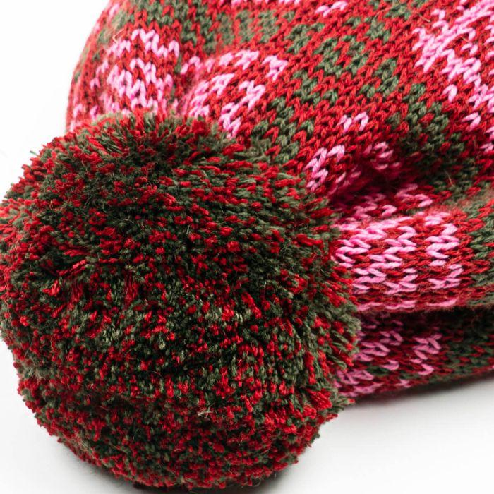 Lochcarron Of Scotland Buchanan Rose Merino Wool Tartan Beanie Hat With Pom