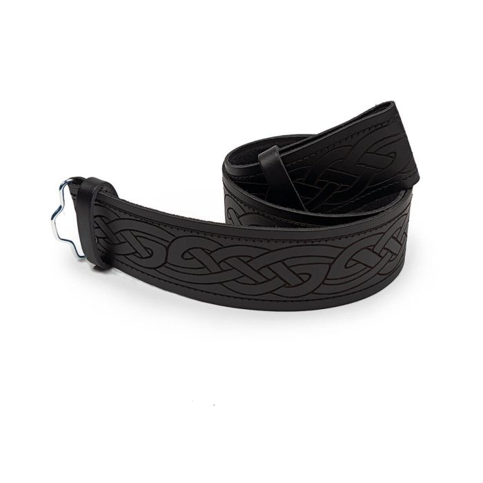 Lochcarron Of Scotland Celtic Embossed Black Kilt Belt