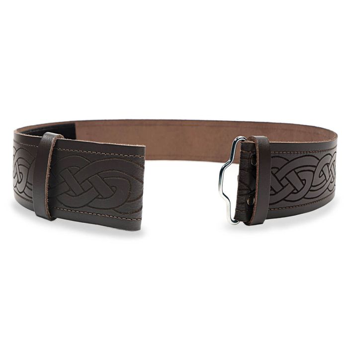 Lochcarron Of Scotland Celtic Embossed Brown Kilt Belt