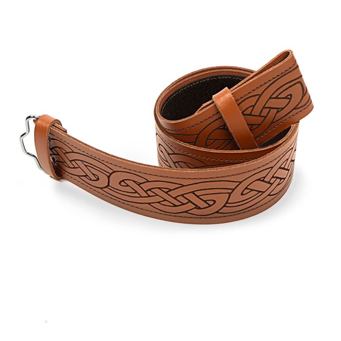 Lochcarron Of Scotland Celtic Embossed Tan Kilt Belt