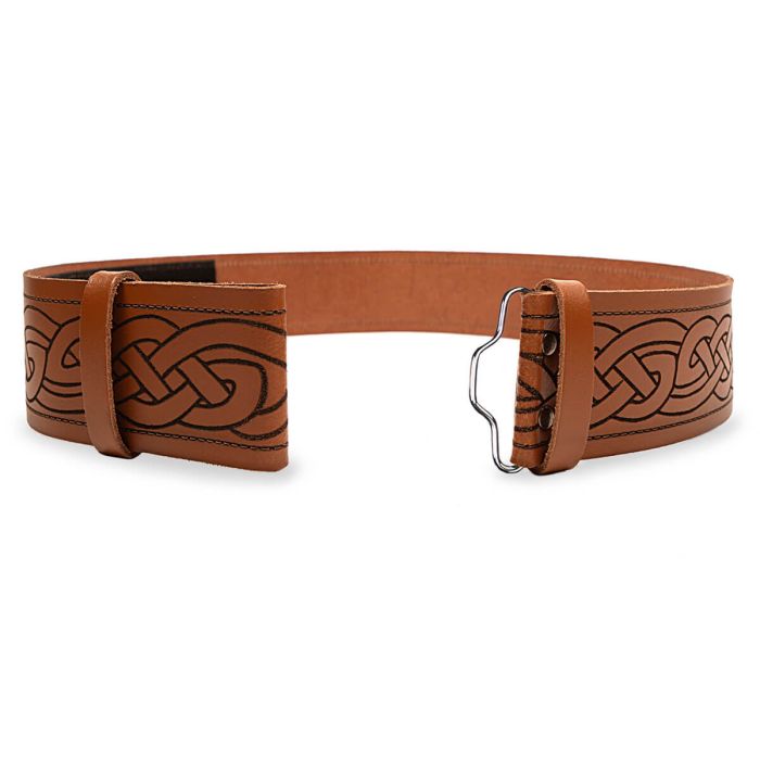 lochcarron of scotland Celtic Embossed Tan Kilt Belt
