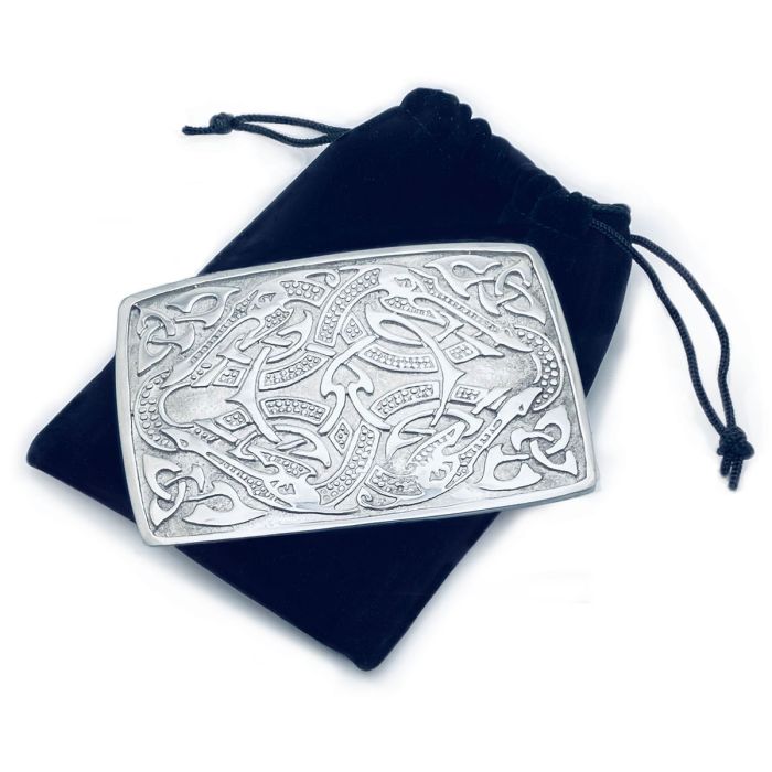 Lochcarron Of Scotland Celtic Kilt Belt Buckle In Polished Pewter