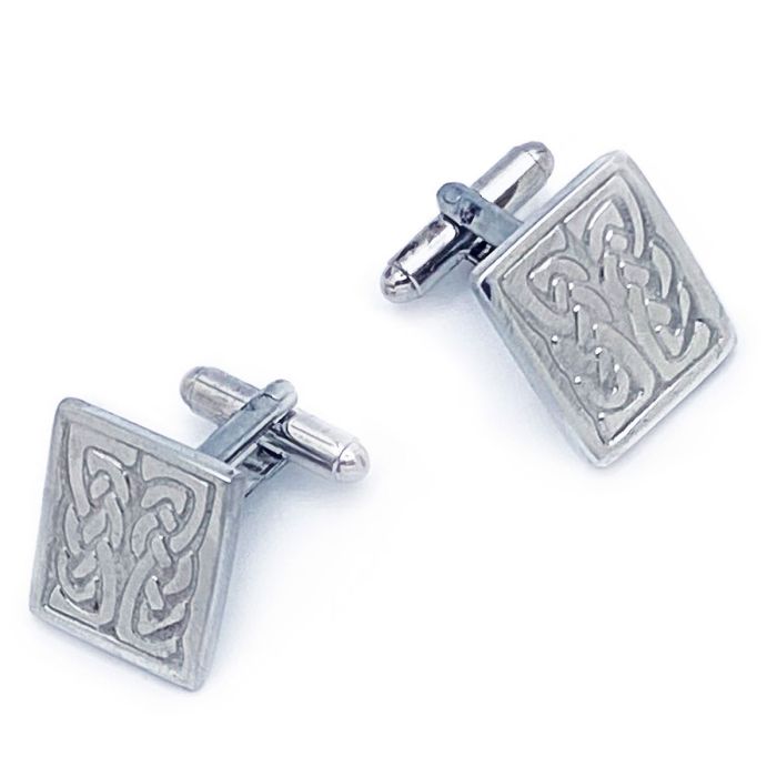 lochcarron of scotland Celtic Rectangle Cufflinks in Polished Pewter